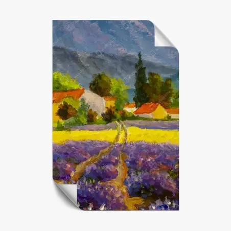 Póster atardecer en la campiña de lavanda – Pixers®