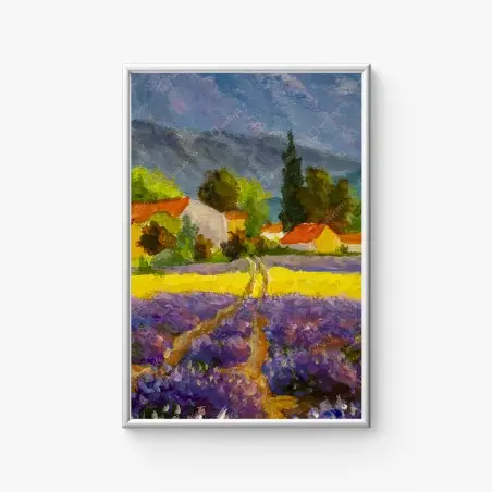Póster atardecer en la campiña de lavanda – Pixers®