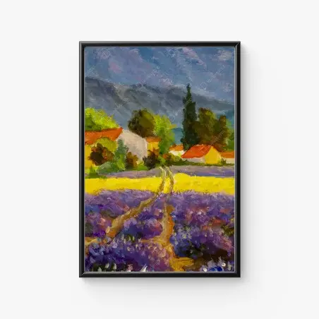 Póster atardecer en la campiña de lavanda – Pixers®