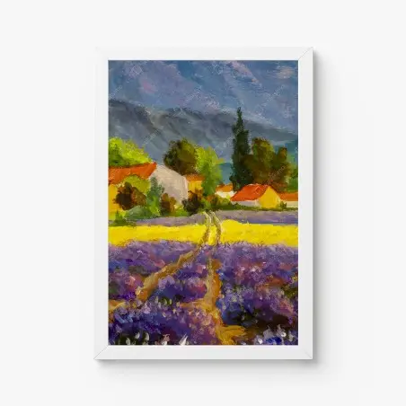 Póster atardecer en la campiña de lavanda – Pixers®
