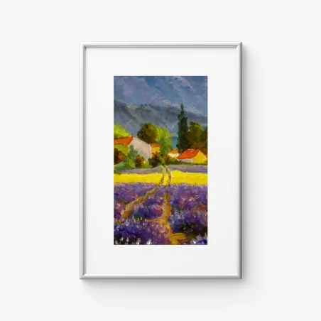 Póster atardecer en la campiña de lavanda – Pixers®