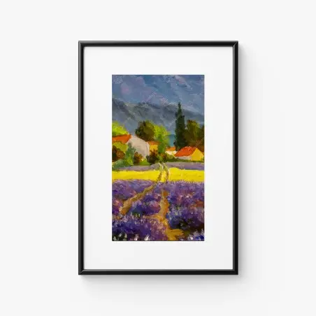 Póster atardecer en la campiña de lavanda – Pixers®