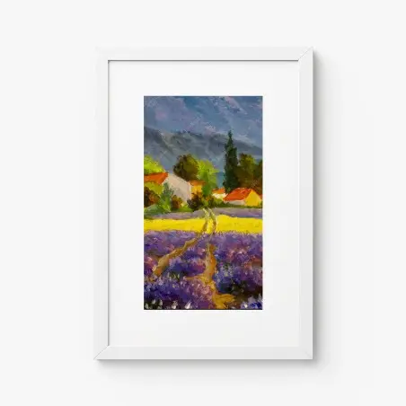 Póster atardecer en la campiña de lavanda – Pixers®