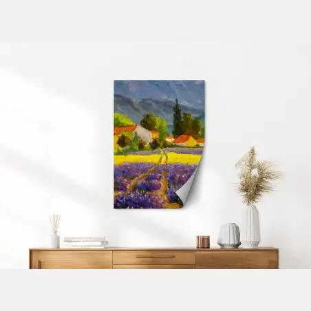 Póster atardecer en la campiña de lavanda – Pixers®