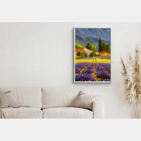 Póster atardecer en la campiña de lavanda – Pixers®