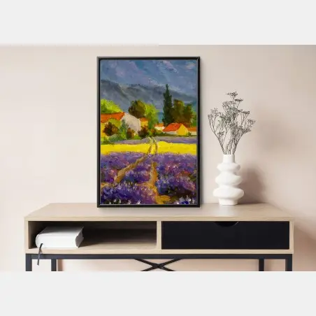 Póster atardecer en la campiña de lavanda – Pixers®