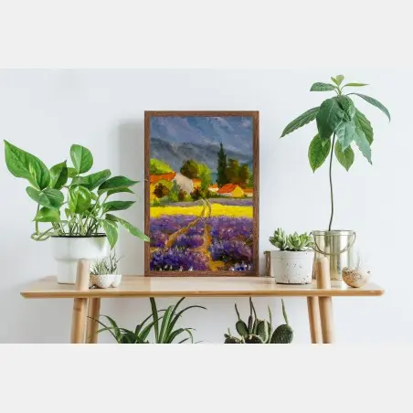 Póster atardecer en la campiña de lavanda – Pixers®