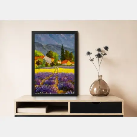 Póster atardecer en la campiña de lavanda – Pixers®