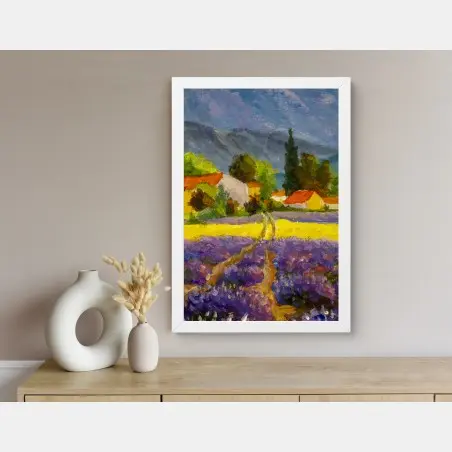 Póster atardecer en la campiña de lavanda – Pixers®