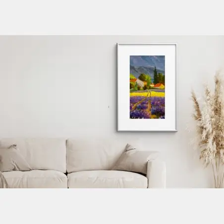 Póster atardecer en la campiña de lavanda – Pixers®