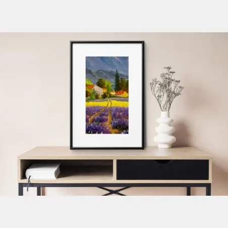 Póster atardecer en la campiña de lavanda – Pixers®