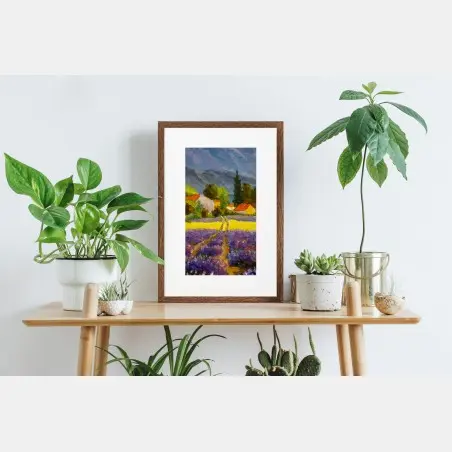 Póster atardecer en la campiña de lavanda – Pixers®