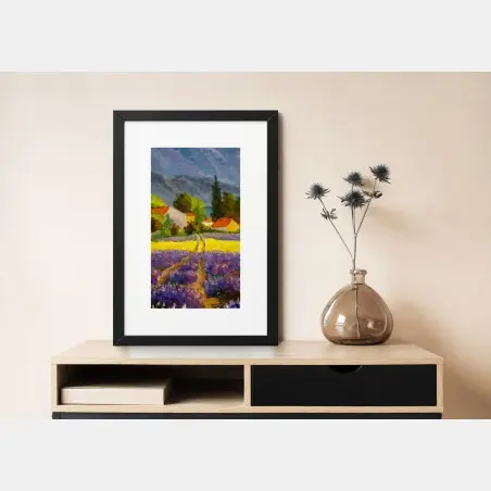 Póster atardecer en la campiña de lavanda – Pixers®