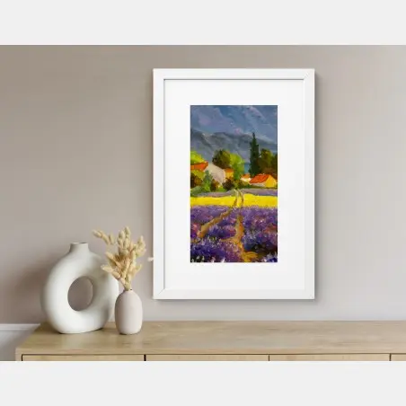 Póster atardecer en la campiña de lavanda – Pixers®