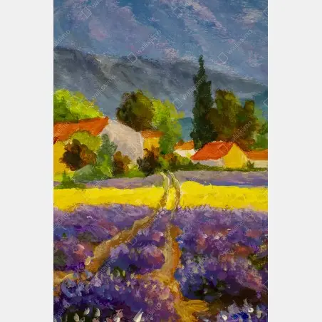 Póster atardecer en la campiña de lavanda – Pixers®