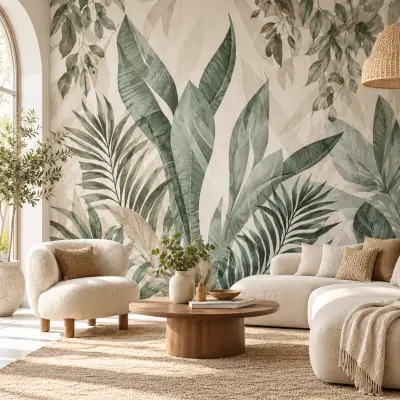 Fotomural de estilo boho: grandes hojas de palmera