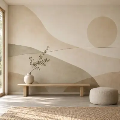 Fotomural de estilo minimalista: colinas suaves en beige